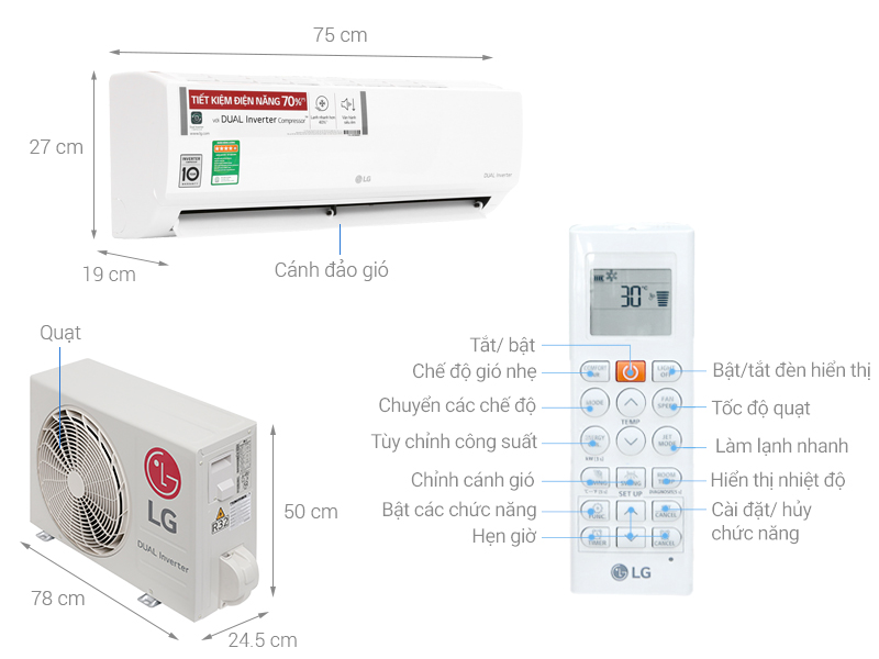 may lanh lg inverter 1 hp v10enw 1